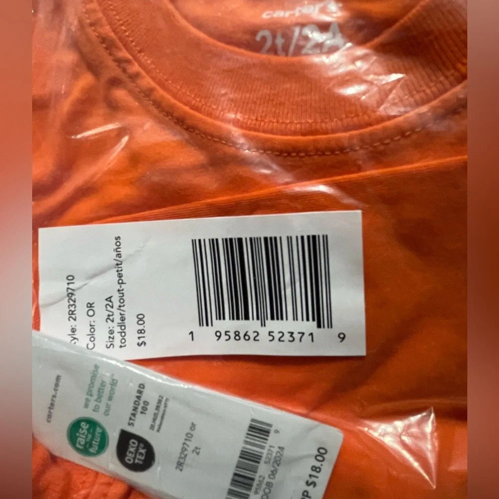 NWT Carter's Toddler Halloween Jack-O-Lantern Glow in The Dark Graphic CottonTee